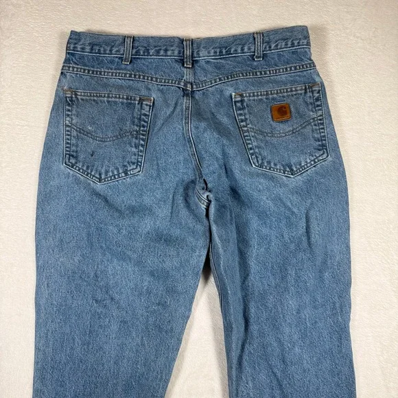 Carhartt B17 STW Mens 38x30 Relaxed Fit Straight Leg Denim Work Jeans Blue - Picture 12 of 13